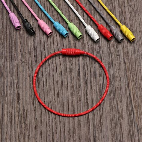 10pc Stainless Steel Edc Keyring Cable Wire Screw Lock Circle Loop