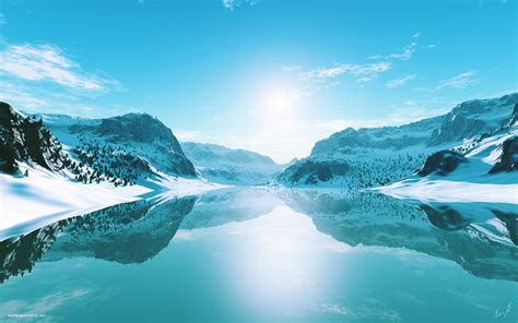 Nature Landscapes Earth Snow Sky Sunny Clouds Lakes Cold
