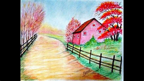 How To Draw Autumn Scenery Step By Step With Oil Pastel Six Seasons