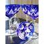 Five Val St Lambert Cobalt Blue Cut To Clear Crystal Wine Glasses 