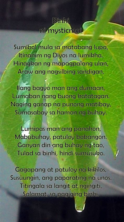 Tagalog Poems About Nature