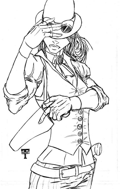 Steampunk Pin Up Girls Coloring Pages