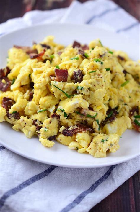 Recipe For Scrambled Eggs With Pepper Bacon And Chives Lifes Ambrosia