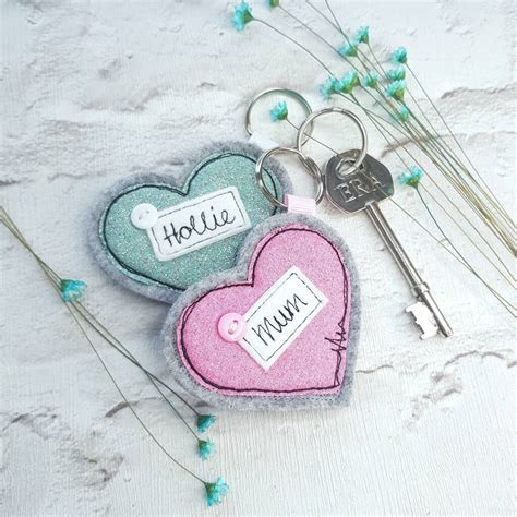 Personalised Love Heart Keyring In Sparkle Fabric By Honeypips