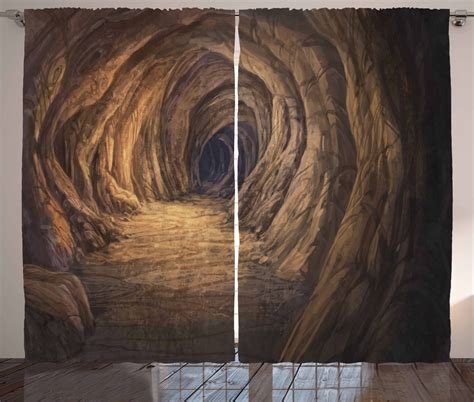 Cave Curtains 2 Panels Set Ancient Geologic Formation In Digital
