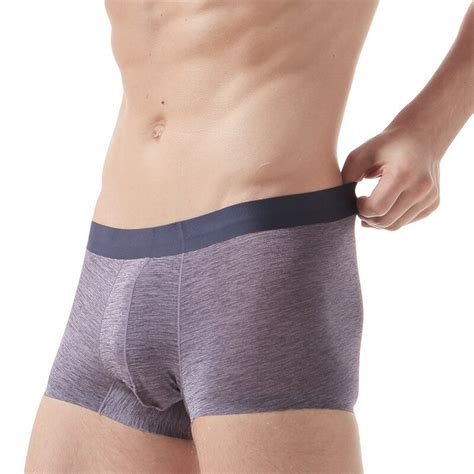 Cockcon Sexy Men Underwear Boxer Shorts Ice Silk Breathable Low Waist U Convex Pouch Underpants