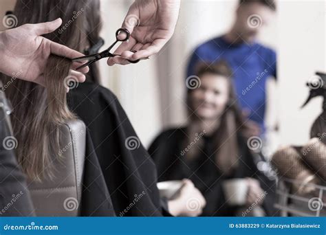 Cutting Long Hair Stock Image Image Of Reflection Profession 63883229