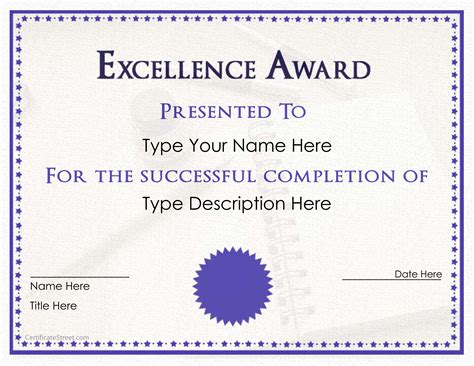Template ini dapat digunakan sebagai desain untuk membuat sertifikat beasiswa. Excellence Award Certificate | Templates at ...
