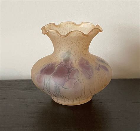 Vintage Israeli Rueven Nouveau Hand Painted Art Glass Vase Etsy