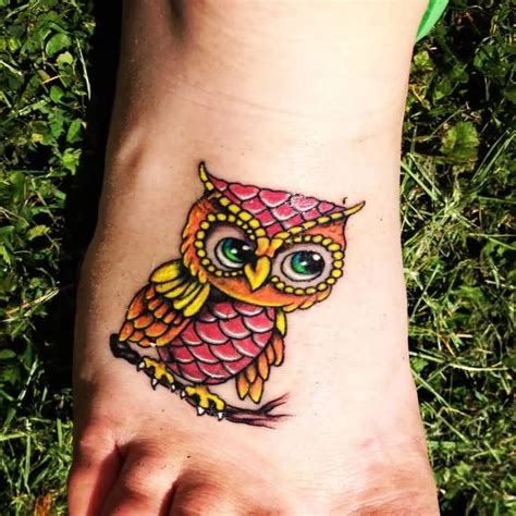 Cute Color Owl Tattoo Cherita Aku