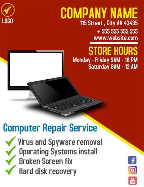 Computer Repair Service Flyer Advertisement 2 Templat Postermywall