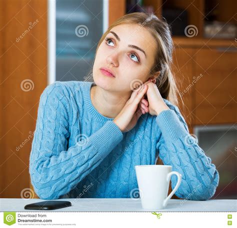Woman Waiting A Phone Call Stock Photo Image Of Boredom 72249656