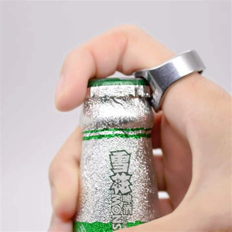 1pcs Men Unique Creative Versatile Stainless Steel Finger Ring Beer