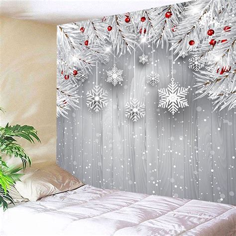 30 Off Wall Hanging Christmas Snowflake Printed Tapestry Rosegal