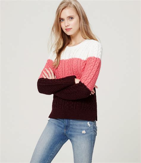Colorblock Cable Sweater Loft Cable Sweater Cozy Womens Sweaters Sweaters