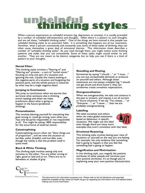 Unhelpful Thinking Styles Cci Fill Online Printable Fillable Blank