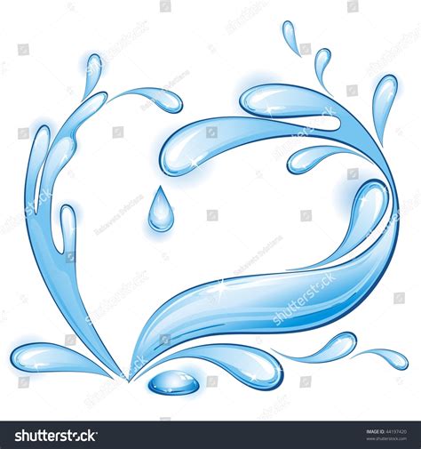 Water Splash Form Heart Vector Illustration Stock Vector 44197420