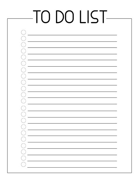 Things To Do List Free Template