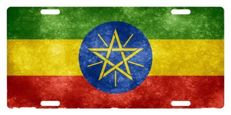 Ethiopia Flag Custom License Plate National Emblem Fuzzy Version Ebay