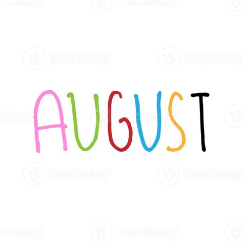 August Colorful Hand Lettering 24188125 Png