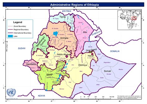 Ethiopia Political Map Mx