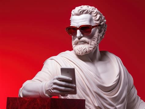 Premium Ai Image Greek God White Bust Statue Wearing Sunglasses