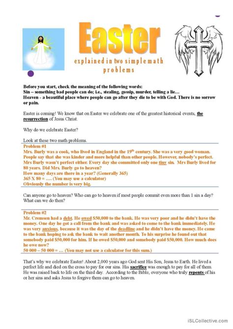 Easter Resurrection Reading For Det English Esl Worksheets Pdf And Doc