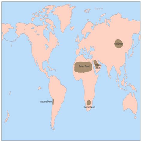 Africa's kalahari desert is found in the continent's southern interior. on an outline map of the world mark the following deserts sahara desert kalahari desert gobi ...