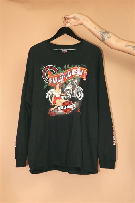 Vintage Harley Davidson London Long Sleeve Motorcycle Shirt Black Xl