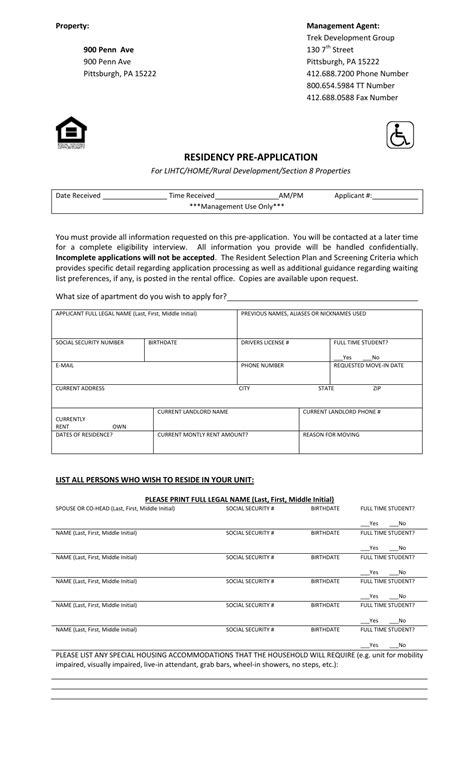 Pennsylvania Residency Pre Application Form For Lihtchomerural