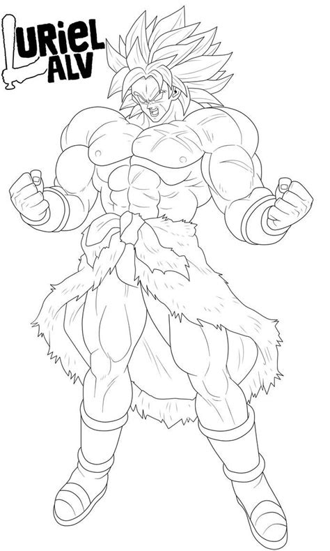 Broly Lineart By Urielalv Dragon Ball Painting Dragon Ball Super
