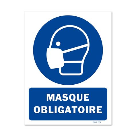 Panneau Picto Port du Masque Obligatoire Sécurité COVID 19