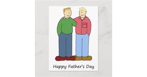 Gay Fathers Day Two Dads Male Cartoon Couple Postcard Zazzle