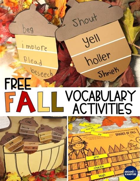 Free Fall Vocabulary Activities Vocabulary Activities Fall