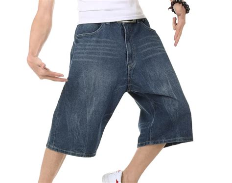 Free Shipping Baggy Jeans Shorts Men Hip Hop 2017 New Fashion Plus Size Skateboard Calf Length