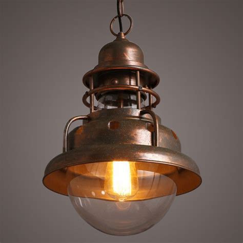 Industrial Clear Glass Shade Antique Copper Dome Single Pendant Ceiling