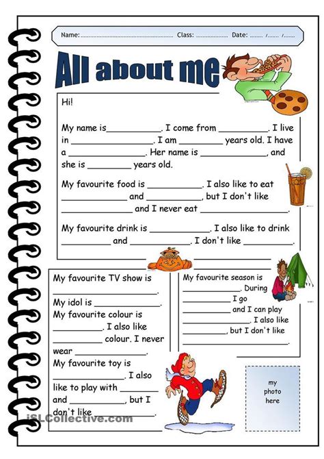 All About Me Fill In The Blanks For Kids Yahoo Search Results Yahoo
