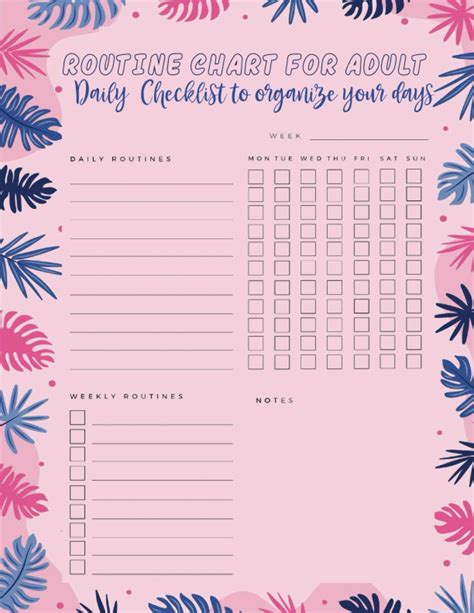 Buy Routine Chart For Adult Daily Checklist To Organize Your Days Get