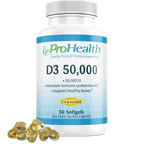 Prohealth Vitamin D3 50000 50000 Iu 50 Softgels Helps Boost And