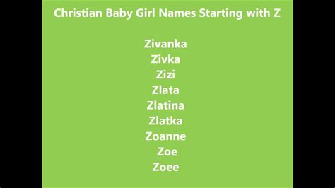 Christian Baby Girl Names Z Youtube