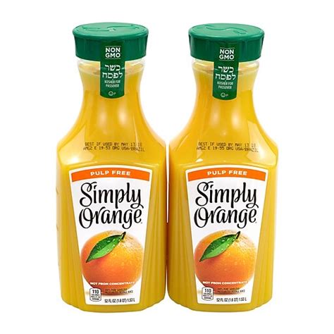 Simply Orange Juice Pulp Free 52 Oz 2pack 10014 Staples