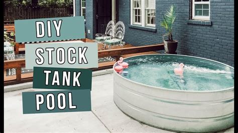 An Outdoor Hot Tub With The Words Diy Stock Tank Pool