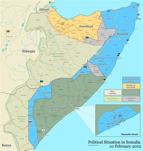 Somalia Map States Regions Districts 10 February 2012 Africa Arab