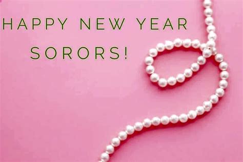 A Necklace With Pearls On It And The Words Happy New Year Sorors