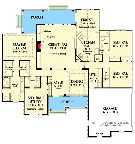 Traditional Ranch Plan With Bonus Room Above Garage 444159gdn