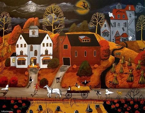 Halloween Hay Ride A Folkartmama Folk Art Painting By