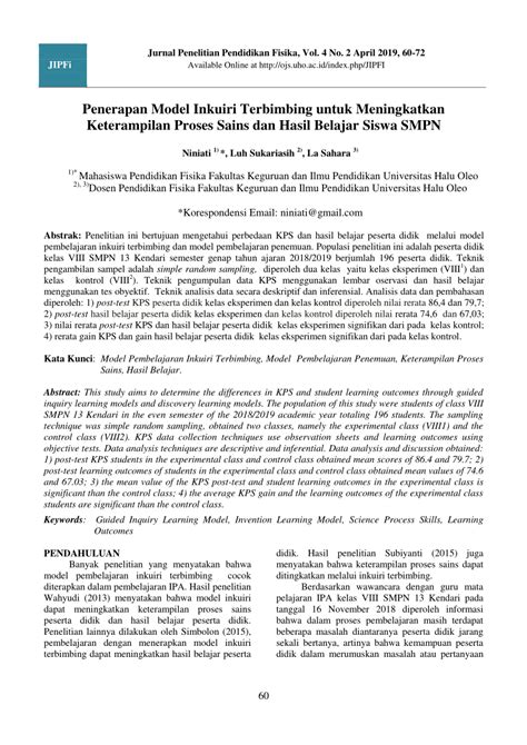 Pdf Penerapan Model Inkuiri Terbimbing Untuk Meningkatkan