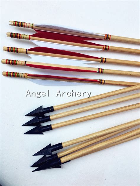 12pcs Hunting Wooden Arrows Archery Wood Target Shaft Arrows For