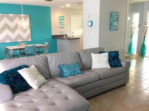 Teal And Grey Living Room