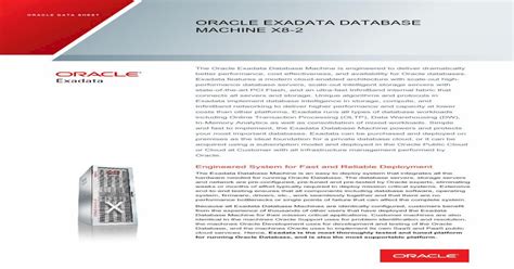 Oracle Exadata Database Machine X8 2 Data Sheetthe Oracle Exadata